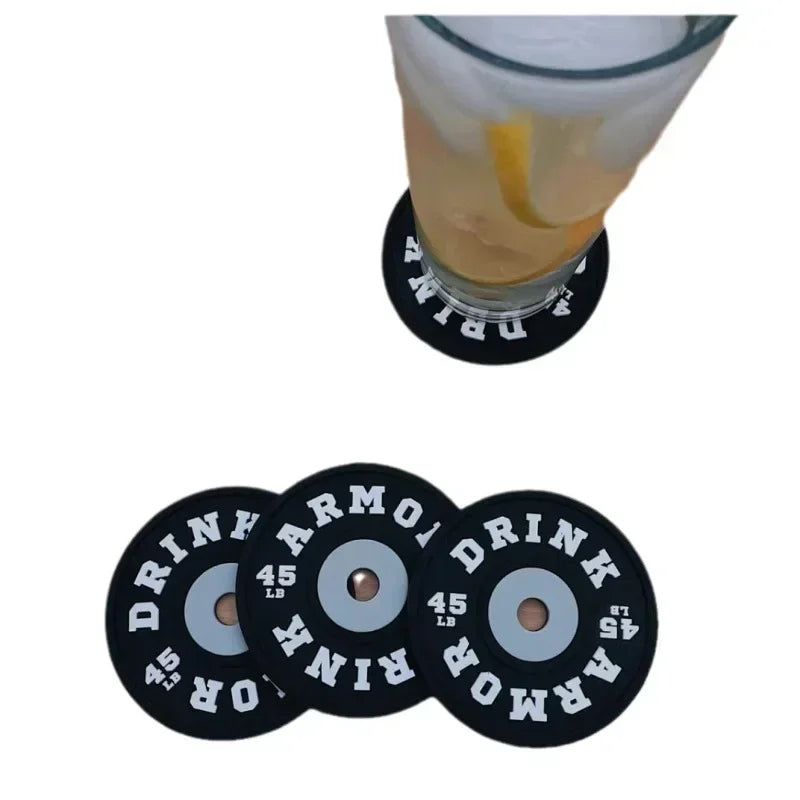 4Pcs Silicone Drink Coaster Gym Weight Plate