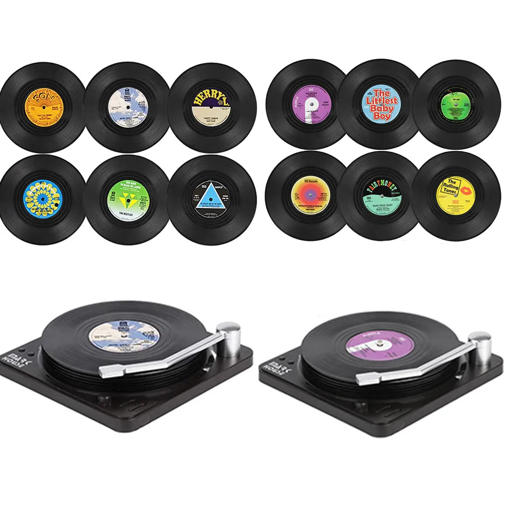 6 Pieces Vinyl Record Coasters